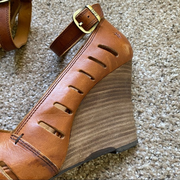 Frye Gwen Ankle Strap Brown Leather Sandals sz 9 - Picture 7 of 16